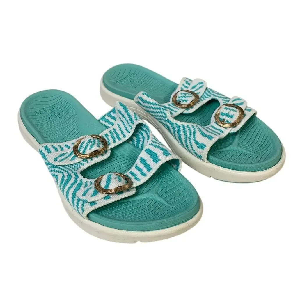Coface Womens Size 8.5 Blue Sandal Open Round Toe Adjustable Strap Slip On Shoes